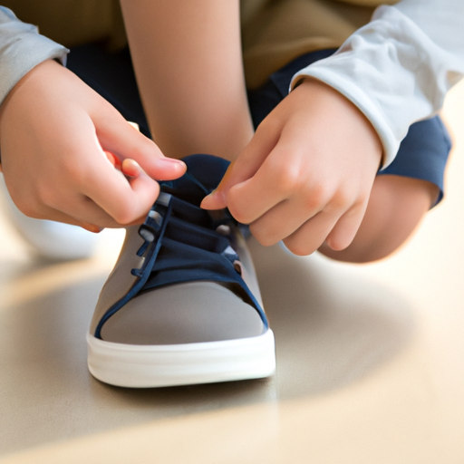child tying shoes