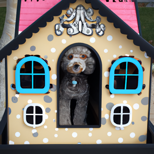 spoiled poodle in dog house