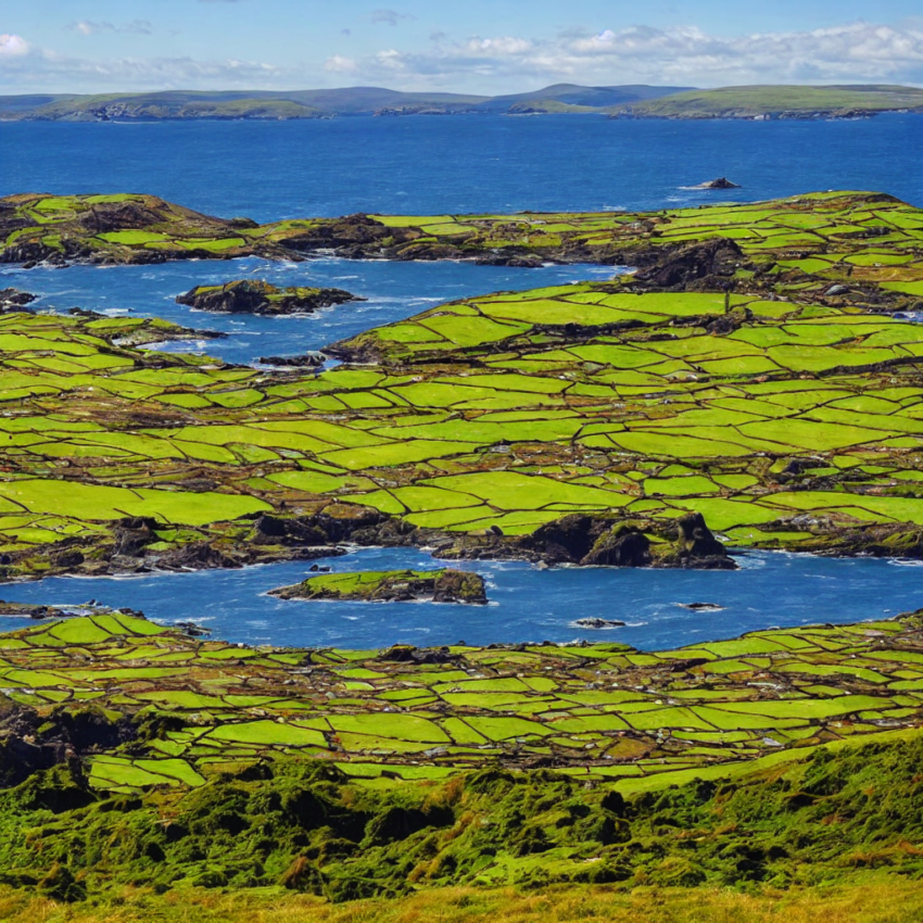 Ireland landscape on a sunny day