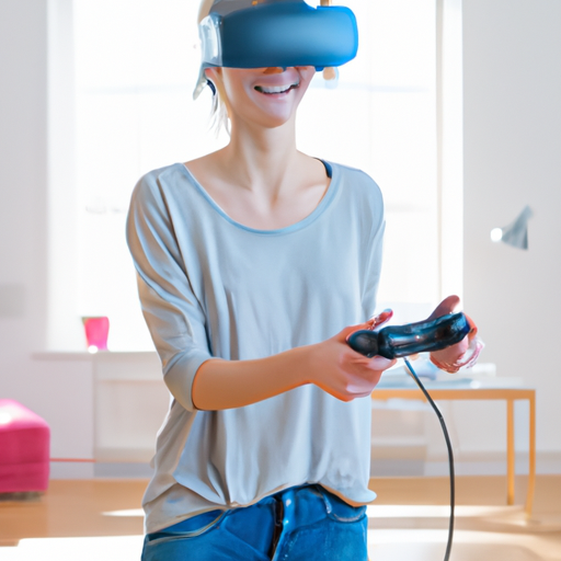 woman plays VR games